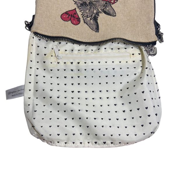 Brighton Beige Canvas Crossbody Bag Yorkie Scottie Purse Y2K Vintage Handbag - Picture 11 of 12